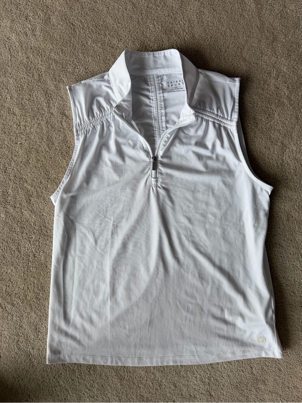 Tribal Sport Sleeveless Zip Polo Top